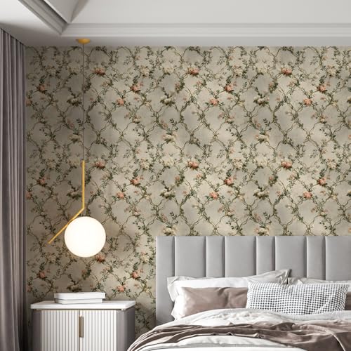 Image of PAPER PLANE DESIGN Vintage Floral Self Adhesive Wallpaper Peel & Stick, Waterproof, Stain-Proof & Self Adhesive Vinyl | Easy to Clean | 16 in X 90 in, Decor for Bedroom, Hallway, Living Room (C)