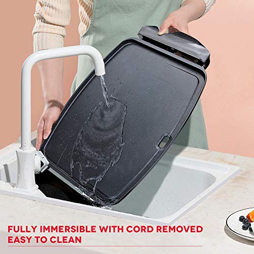 iCucina Flat Electric Griddle Nonstick for Pancakes, Eggs, Quesadillas, Electric Indoor Kitchen Griddle with a Fully Immersible Plate with Removable Dip Tray - Thumbnail 7