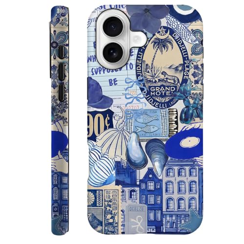 Compatible with iPhone 17,Durable & Shockproof Phone Case Cover Design - Blue Ocean Beachy Collage