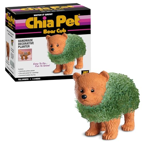 Chia Pet Bear Cub with Seed Pack, Decorative Pottery Planter, Easy to Do and Fun to Grow, Novelty Gift, Perfect for Any Occasion