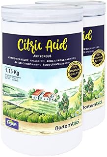 Nortembio Citric Acid 2x1.15 Kg. Powder Anhydrous, Best for Bath Bombs. 100% Pure. For Organic Production. E-Book Included.