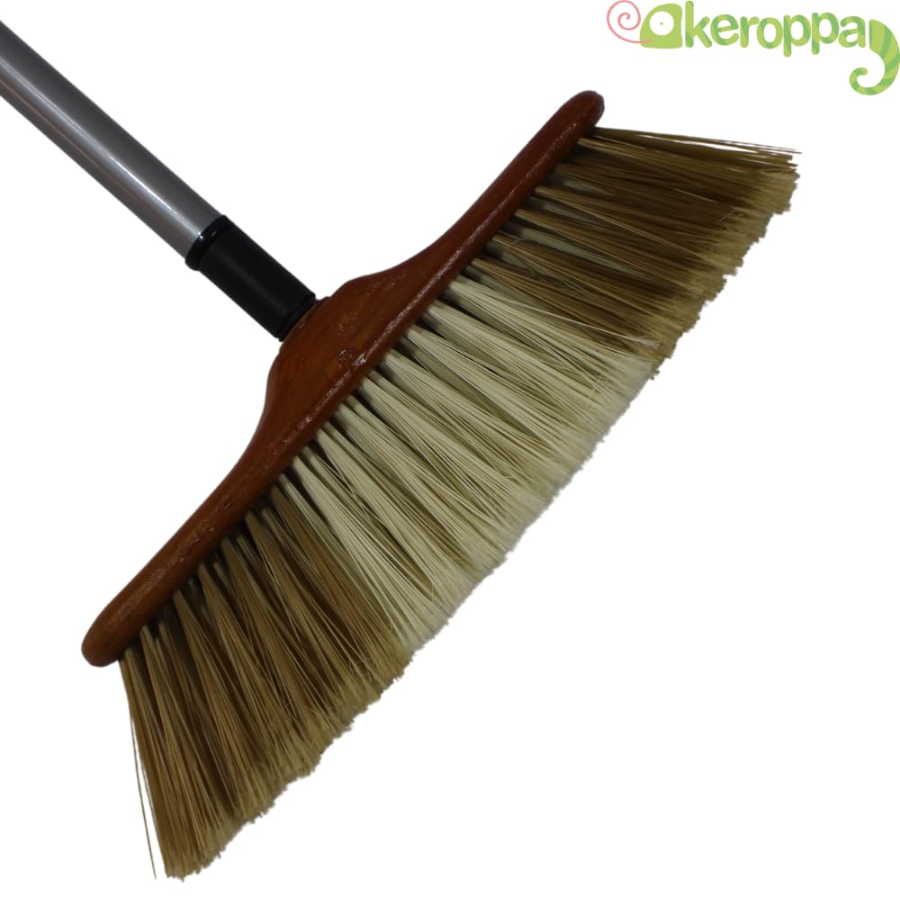 KEROPPA Cepillo para Parquet y Tarimas Escoba para Barrer Cepillo de Limpieza del Hogar Cerdas Ultra Finas Suave para Recoger Polvo y Pelusa Marrón y Beige