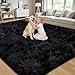 8x10 Area Rug for Living Room:Ultra Soft Fluffy Shag Black Rugs,Large Fuzzy Plush Indoor Non Slip Carpet Washable Rug for Bedroom Kids Nursery Office Dorm Modern Decor(Black)