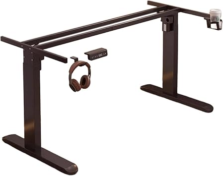 Electric Standing Desk Frame, Dual Motor, Cold Rolled Steel, 3-Level Height Memory, Anti-pinch Rebound, Computer Table Frame with Smart Screen, Various Accessories