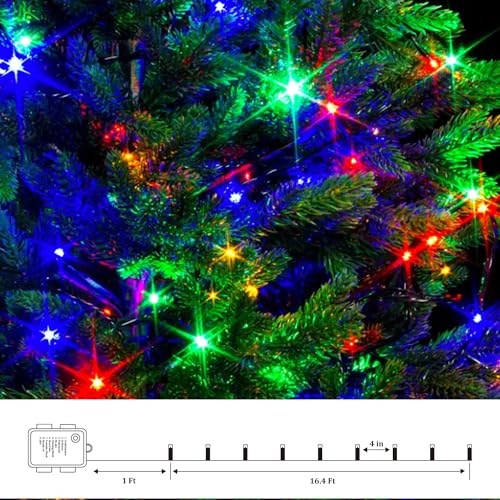 Battery Operated Christmas Lights - 4 Pack Total 66ft 200 LEDs Multicolor Christmas Lights with Timer, 8 Modes Waterproof Twinkle Lights for Indoor Outdoor Xmas Tree Wreath Party Holiday Decorations by Jatlukbaat - Image 5