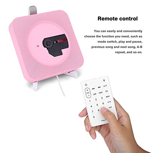 Portable Cd Mp3 Player Bluetooth Wall Mountable Cd Player Remote Control Fm Radio Supports Cd, Cdr, Cd- Rw, Mp3 (Pink) #TOP4