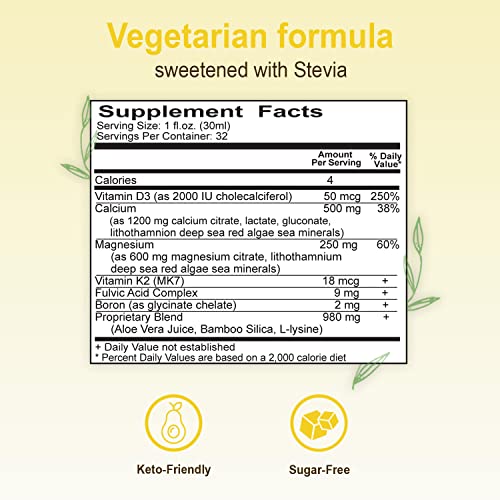Vital Earth Minerals Cal-Mag Supplement Liquid - Calcium Magnesium Liquid Bone Support Supplement With Energizing/Balancing Fulvic Acid Minerals, Vitamin D3 And Vitamin K, 32 Fl Oz  #TOP3