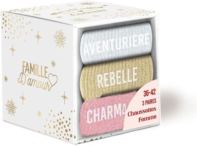 Chaussettes paillettes aventurière : coffret trio idéal pour offrir