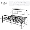 Allewie Full Size Metal Platform Bed Frame with Victorian Style Wrought Iron-Art Headboard/Footboard, No Box Spring Required, Black