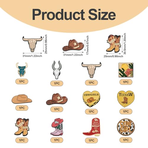 Image of FASHEWELRY Cowboy Brooches Enamel Pins Set Hat Pin Cute Lapel Pin Alloy Western Aesthetic Badge Pins