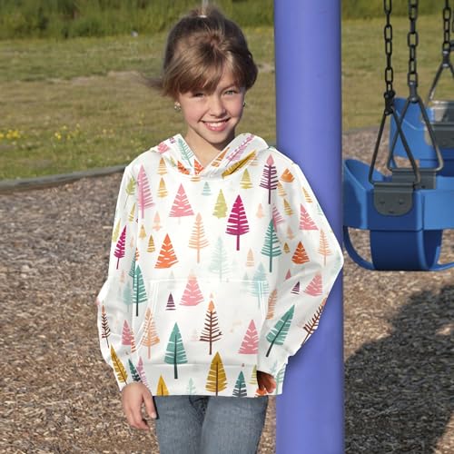Kids Hoodies Sweaters Christmas Xmas Trees Hooded Sweatshirts with Big Pockets for Boys Girls B04002924