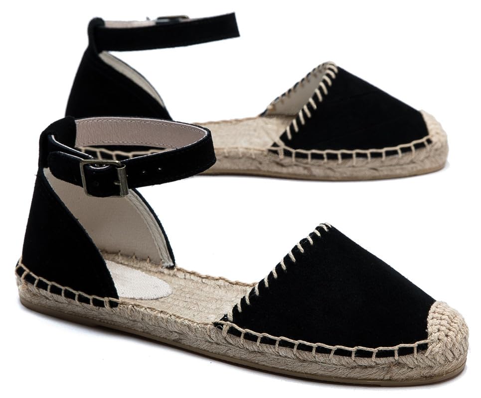 Image of Women's Espadrille FLat Sandals Closed Toe Ankle Wrap,Classic Lace Up Summer Dressy Flat Shoes