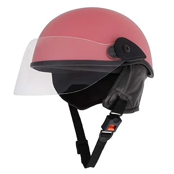 Western Era Half Helmet with Clear Visor for Multi-Purpose || Comfort and Safety || Stylish Enhanced Design || (Medium, Pink Glossy) (Non-Motorized)