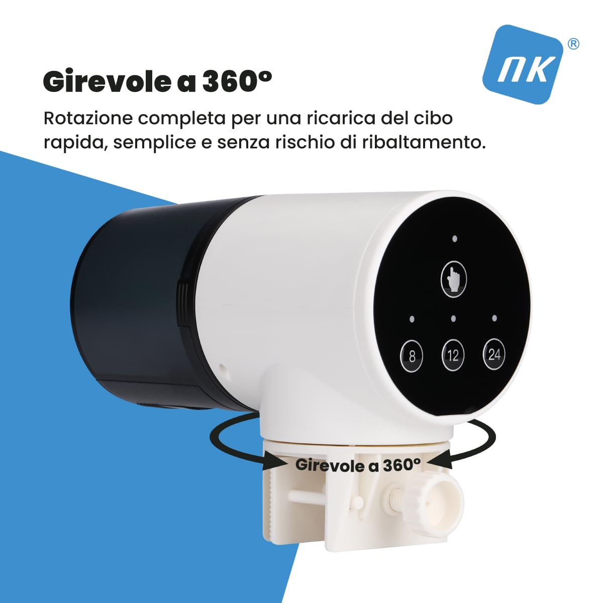Automatyczny podajnik karmy dla ryb 200 ml LCD programowalny 8H/12H/24H obrotowy 360°