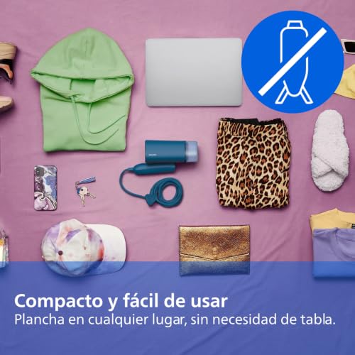 Miniatura 6 de Philips Serie 3000 Plancha Vertical - Vaporizador - 1000 W, 20 G Min De Vapor, Depósito De Agua De 100 Ml Extraíble, Placa De Plástico, Diseño Compacto Y Plegable Ideal Para Viajar, Azul Sth3000 20