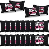 12 Pieces Cosmetic Cheer Bag Cheer Gifts for Cheerleaders Canvas Cheer Makeup Case Portable Travel Cheerleading Case for Girls Cheer Toiletry Zipper Makeup Pouch for Women Teammates Accessories, Black