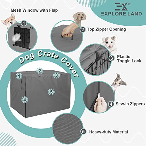 Explore Land 42 Inches Dog Crate Cover - Durable Polyester Pet Kennel Cover Universal Fit For Wire Dog Crate (Gray) #TOP3