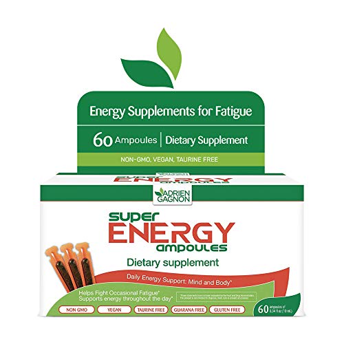 Adrien Gagnon - Super Energex 30x10mL Ampoules, Natural Energy Shots with Ginseng Extract, Kola Nut, and B Vitamins, Adaptogen Blend for Stress and Mood Support (60 Ampoules)