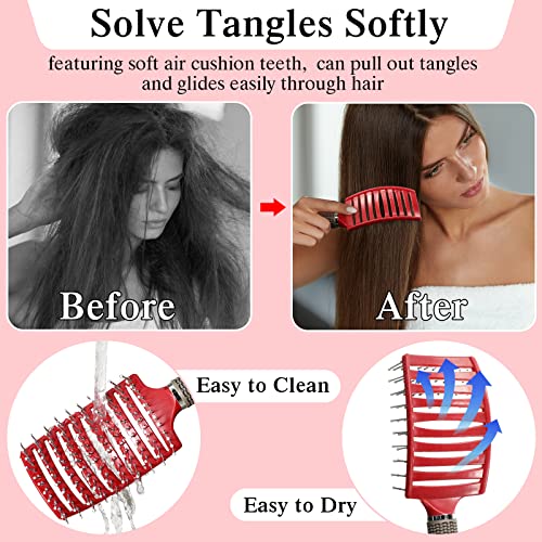 16 Pieces Hair Brushes Bulk Curved Vented Hair Brush Detangling Brush Vent Brush Styling Hair Brush Detangler Hair Brush With Nylon Bristles For Women Men Kids, Wet Curly Thick Straight Hair #TOP3