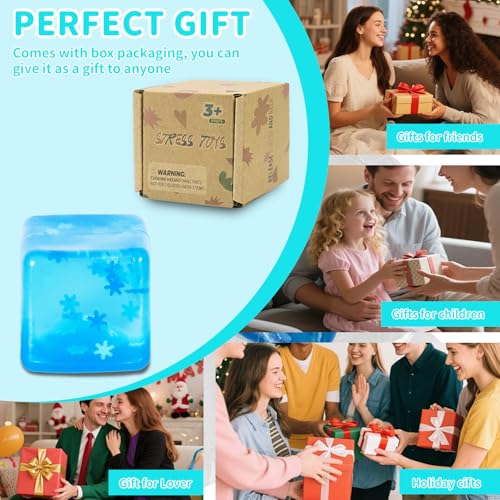 Graphinza Snowflake Soft Cube Squeeze Toy – small and Medium Ice Cube Stress Relief Toys, Sensory Stress Relief Toys, Soft Cubes for Kids and Adults – Durable Design (Small Blue)