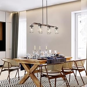 Log barn farmhouse chandeliers for dining room 6 light rustic dining room kitchen chandelier over table 275 l mason jar faux wood kitchen island lighting  urban country home decor