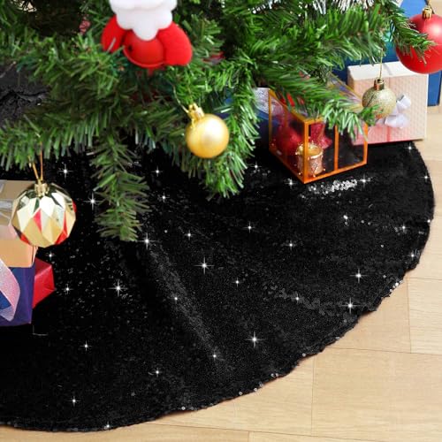 Sequin Christmas Tree Skirt Glitter Tree Mat Halloween Tree Skirt Halloween