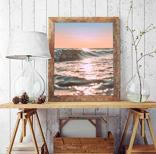 image for PARODY ART PRINTS Ocean Waves at Pink Sunset Sunrise Beach Nautical Ph