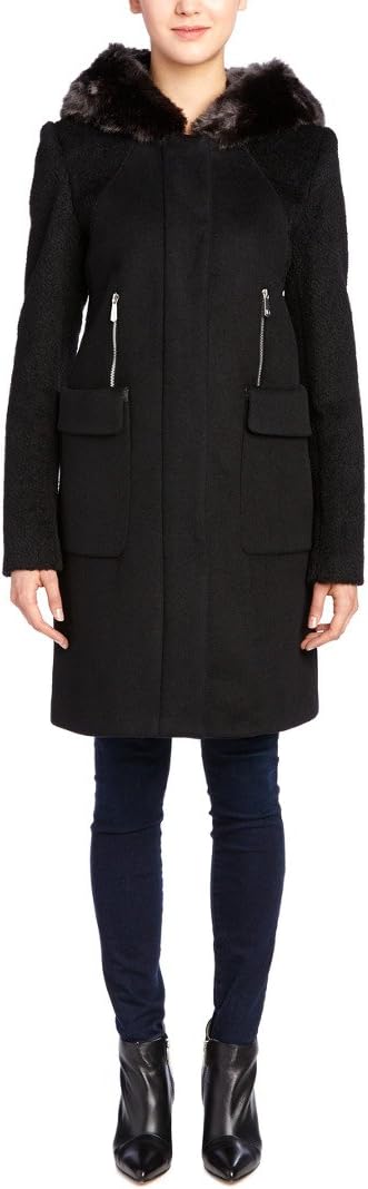 DL2 Women's Lara Utility Wool Coat, Black, X-Large