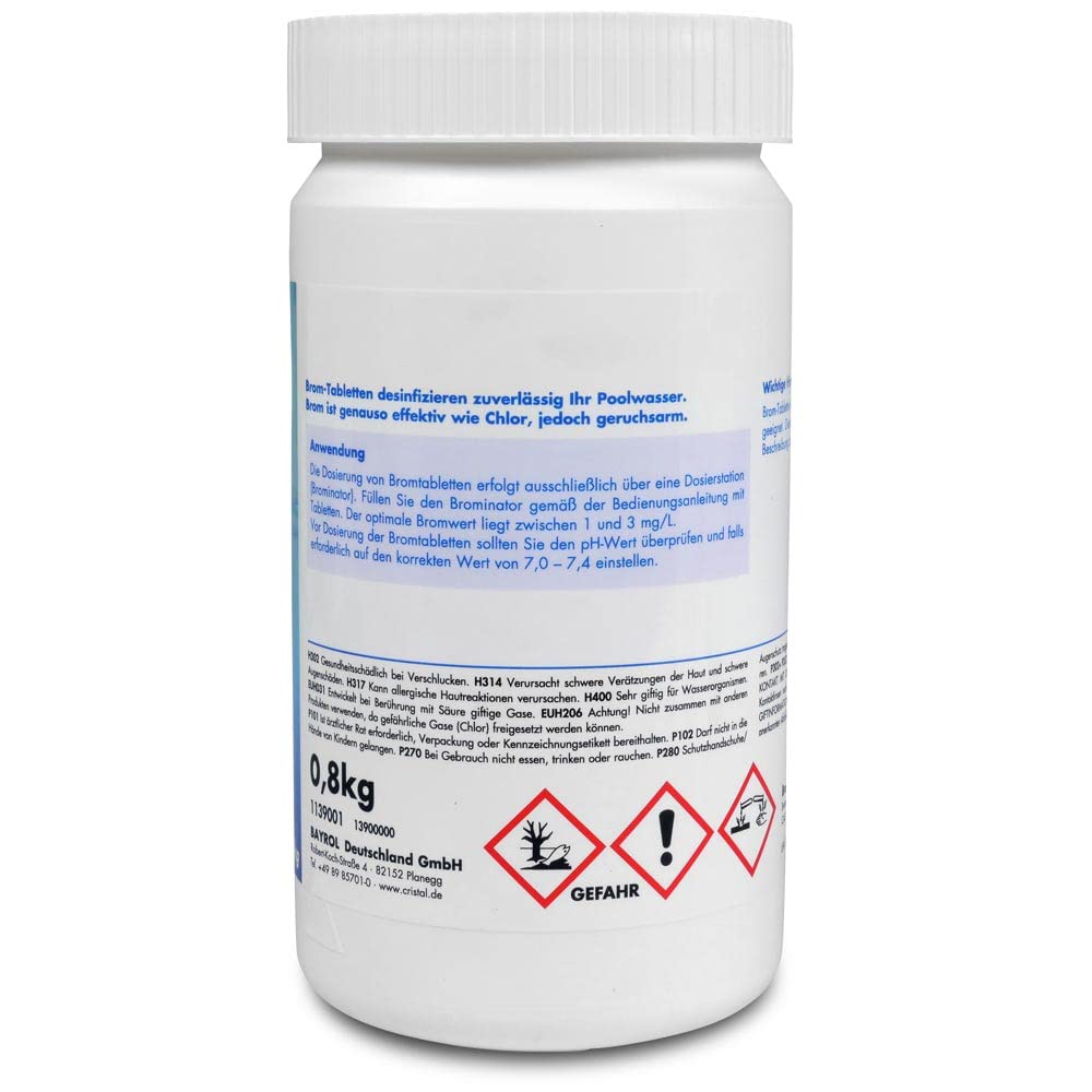 Cristal Bromtabletten 20g - 800g Dose - Effektive Wasserdesinfektion für Pools & Whirlpools - Langzeitwirkung & Chlorfrei