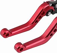 Vista 4 de Keenso 1 par de palancas de freno de motocicleta, mango de palanca de freno de 22mm de doble disco para Yamaha Honda Suzuki GY6 Xmax 400 (Rojo)