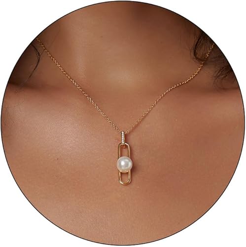 Collar de perlas, chapado en oro de 18 quilates, delicado collar para mujer, gargantilla de oro ajustable a la moda, joyería personalizada, regalos