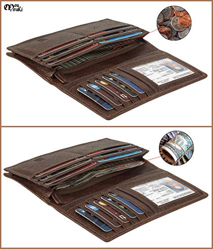 Image of RFID Blocking Mens Genuine leather Bifold Long Wallet