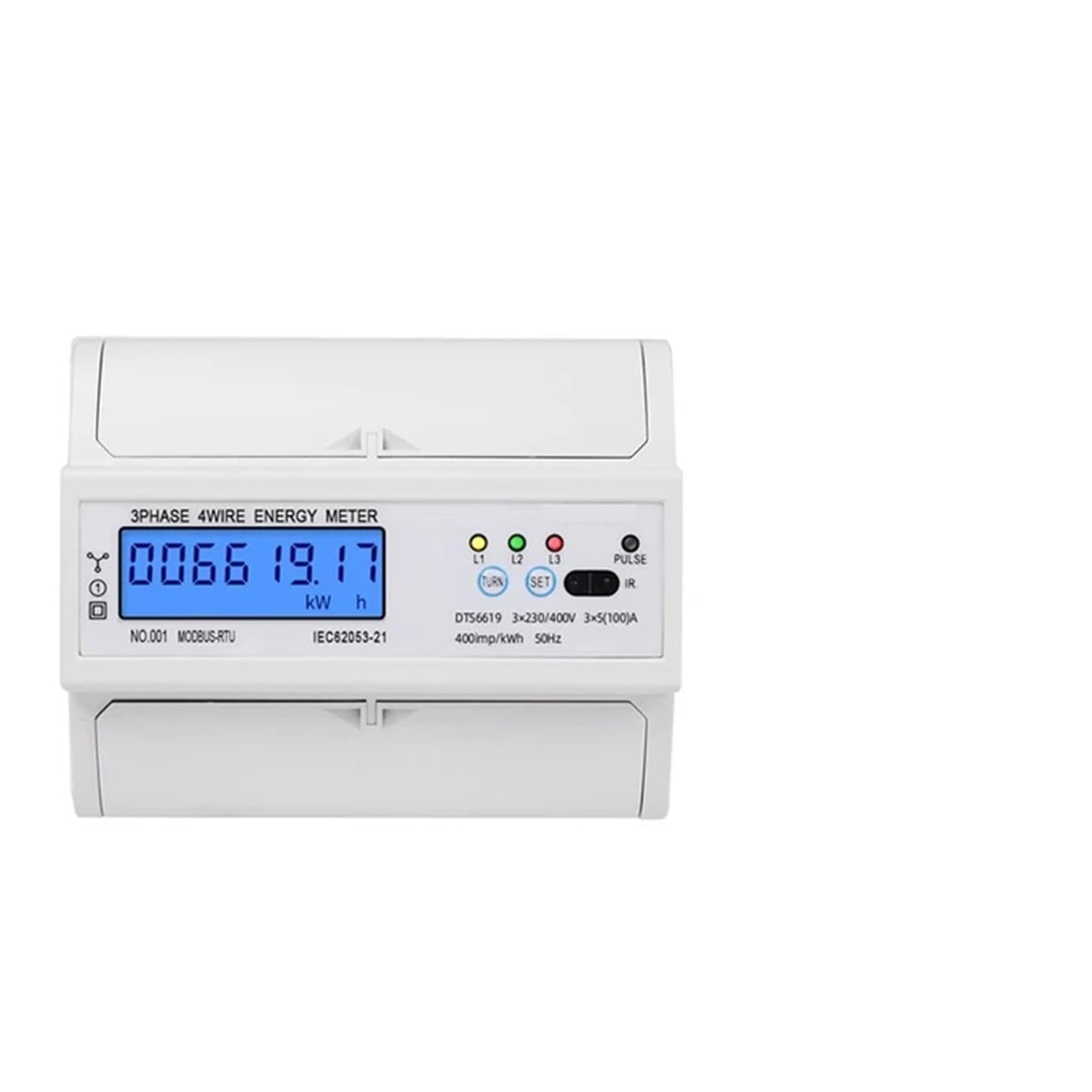 Contador de energía Digital Medidor de energía trifásico RS485 Consumo kWh Potencia Voltaje Corriente Vatímetro 380V 400V(KWh Volt Current kW)