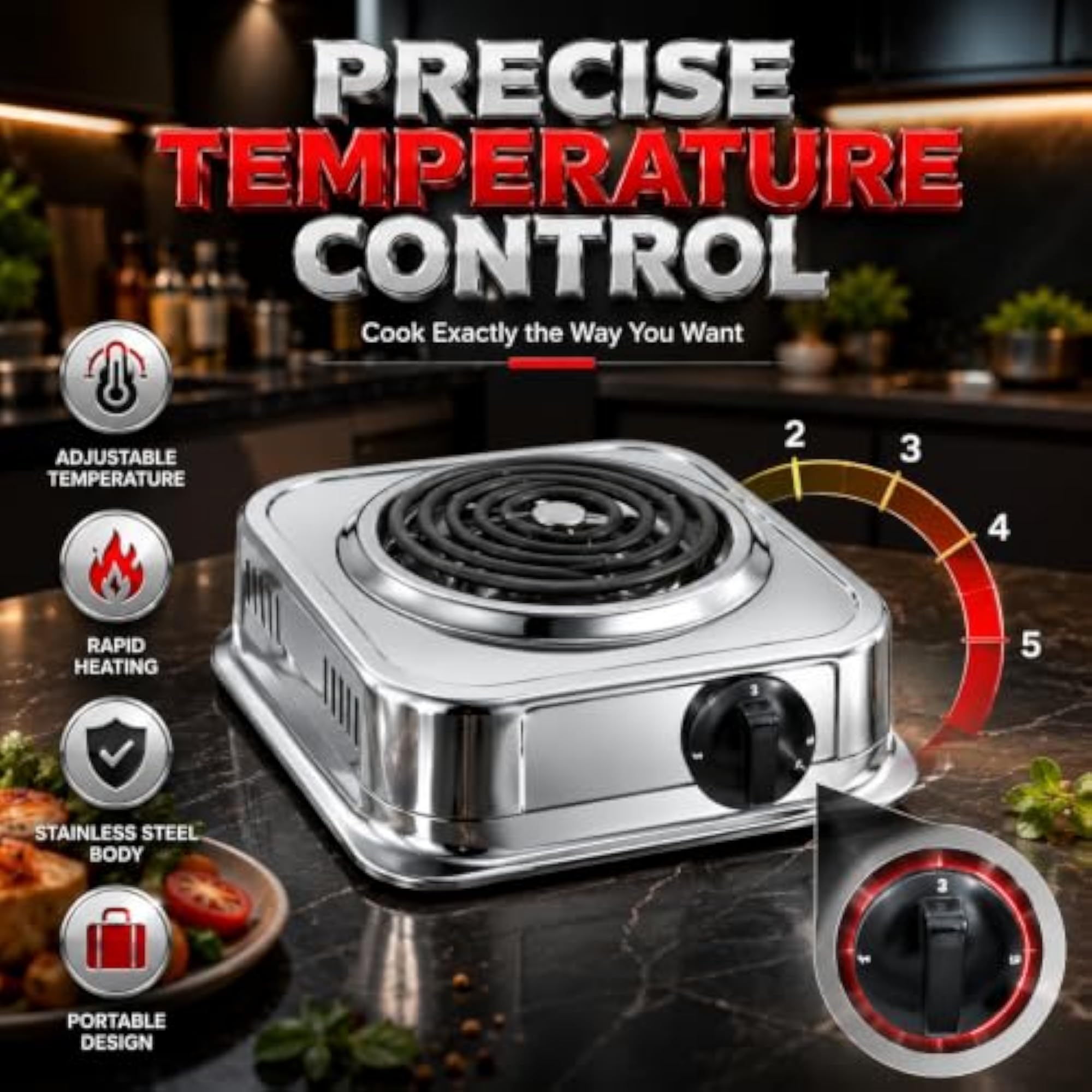 1000W Single Burner Electric Hot Plate with Adjustable Temperature