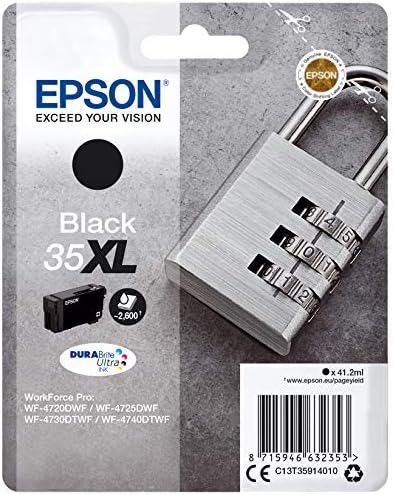 Epson 35XL Black Padlock High Yield Genuine Ink, Claria Photo HD Ink Cartridge