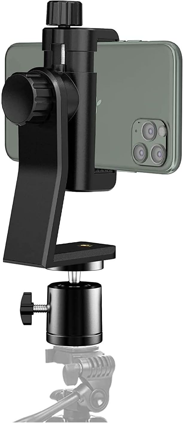 SUBTON Tripod Ball Head With 360 Degree Mobile Holder for Camera Mobile Stand Clip Bracket (Ball Head+360 Mobile Holder)
