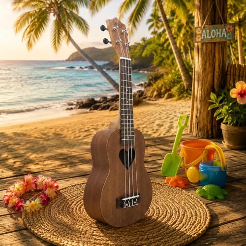 Image of BNF21 inch Concert Ukulele for Beginners - Easy‑Play Heart‑Shape Design, Mahogany Body, Nylon Strings - Ideal for Kids & Adults, Portable Acoustic Instrument