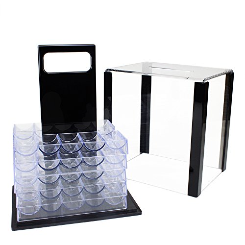 Brybelly 1,000 Ct Showdown Poker Set - 13.5g Clay Composite Chips with Acrylic Display Case for Casino Games - Thumbnail 4