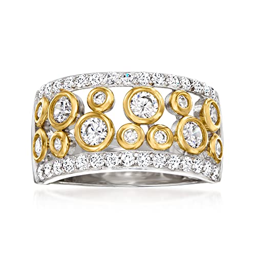 Ross-Simons 1.06 ct. t.w. CZ Open-Space Bubble Ring in 2-Tone Sterling Silver. Size 7