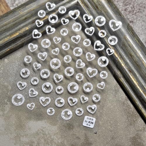 Hansamu Z492-US-HANA-STICKER Transparent Heart Bubble Nail Art Sticker thumb #4