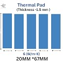 AR 5 Pack Thermal pad (Size- 20x67x1.5mm) thermal Conductive Silicone Pads with 6W/(mK) Soft Safe Simple to Apply for SSD CPU Blue gallery image