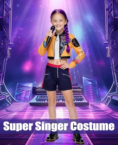 ACLGCSU Singer Costume for Girls, POP Group Costume for Kids, Halloween Stage Star Cosplay Dress Up - 3