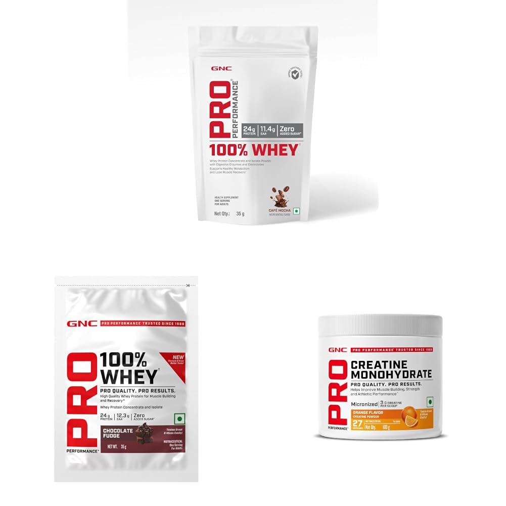 GNC Mocha Strength Stack | Café Mocha + Chocolate Fudge Whey Protein + Creatine + Electrolytes (Orange) | Muscle Recovery, Strength & Hydration Combo-image-46