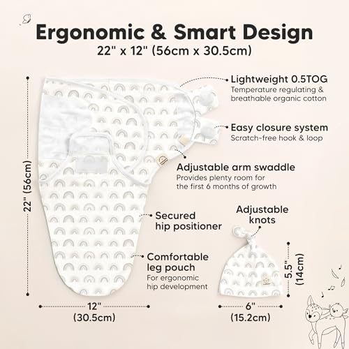 Image of 3pk Organic Swaddles for Newborns Girls, Boys & Hats (Shifts, 0-3M)