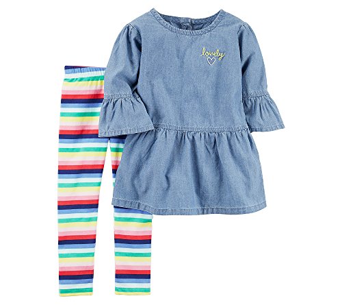 Vêtement bébé fille pour sorties en ensemble chambray et legging nouveau-né