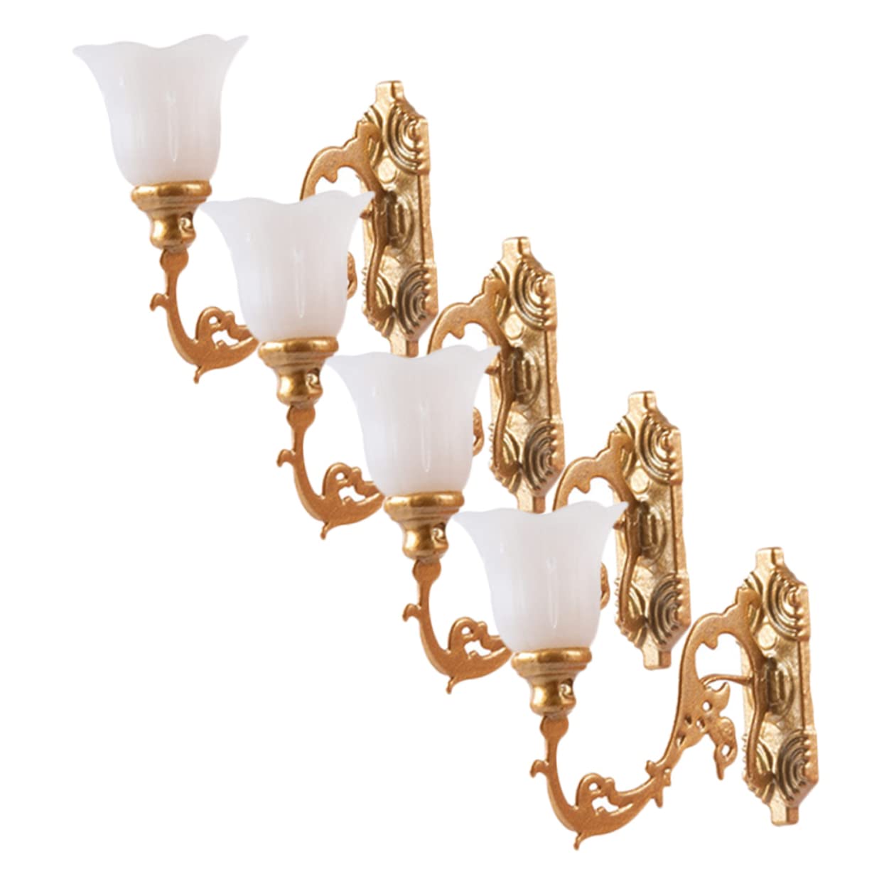 Milisten 4pcs Miniature Wall Lamp Warm Light Decorative Lights for DIY Sand Table Micro Landscape Models Chic Wall Sconces for Dollhouse and Miniature Decor