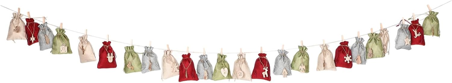 PRETYZOOM 1set Christmas Advent Countdown Calendar Bags Felt Pouches Tags for and for Festive Decorations and Exciting Surprises