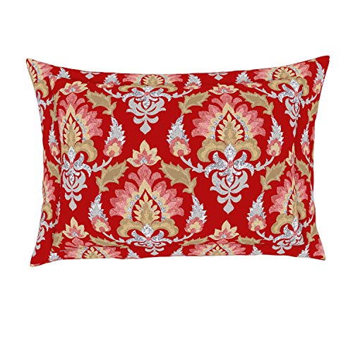 Image of Spaces 100% Cotton Fitted Sheets with Pillow Cover Soft Feel Skin Safe Breathable 144 Tc Red