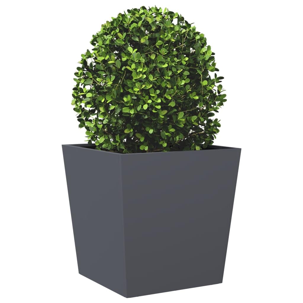 Jardinera de jardín de 2 piezas, color antracita, 50 x 50 x 50 cm, de acero, jardinera elevada, caja para plantas, resistente a la intemperie, bancal para el cultivo, hierbas, frutas, verduras y