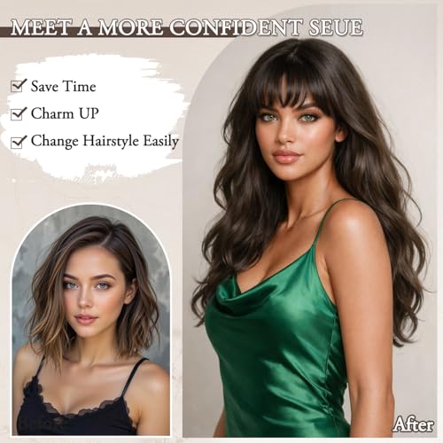 HANDAOYOU Curly Hair Extensions Light Brown with U-Lace, Heat Resistant Long Wave Synthetic — view 3